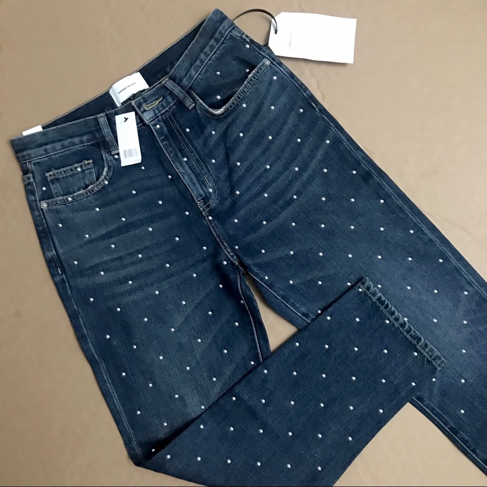 Current/Elliott Jeans The Vintage Cropped Slim Studded  High Rise Size 27 & 28